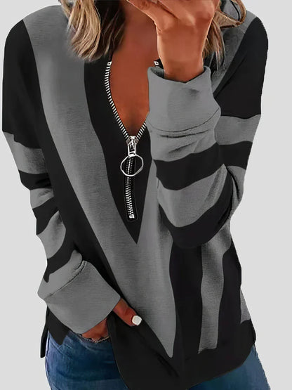 Jersey de rayas de manga larga, moderno y amplio
