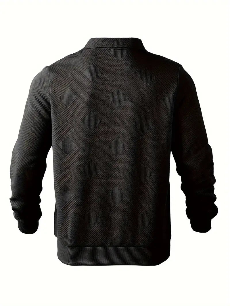 Męski Dzianinowy Sweter ze Stójką i Krótkim Zamkiem